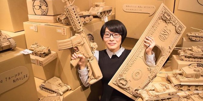 Seniman Jepang ini ubah kardus  bekas jadi kerajinan  3D 