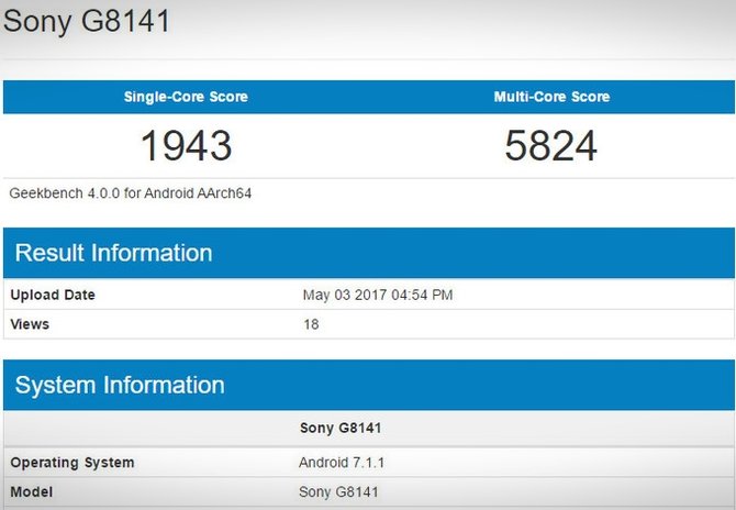 hasil benchmark xperia xz premium dari geekbench