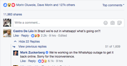 protes salah satu pengguna whatsapp di brazil