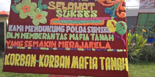 Polda Sumsel dikirimi karangan bunga bertulis 'korban mafia tanah'