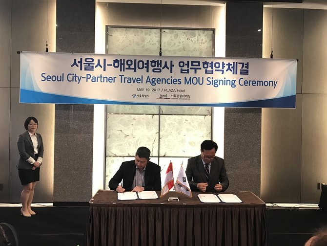 penandatanganan mou antara golden rama tours amp travel dengan seoul tourism organization