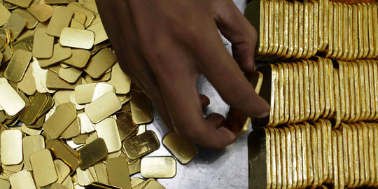 Harga emas Antam stagnan di Rp 595.000 per gram