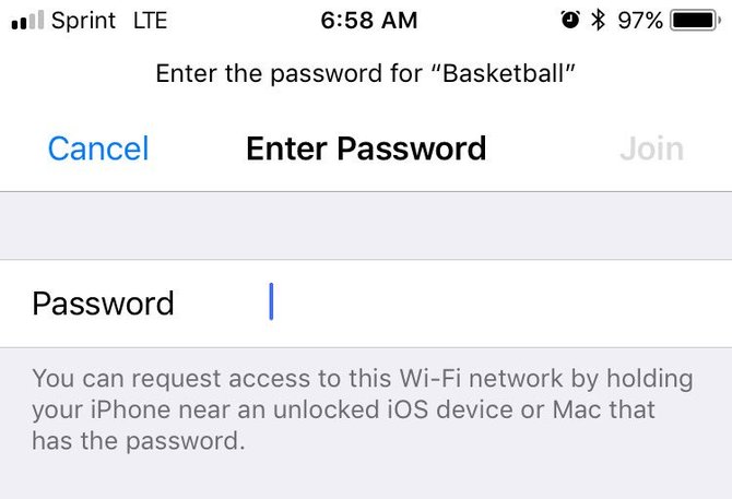 sharing password di ios 11