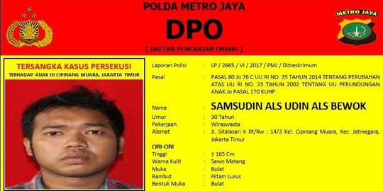 Polisi buru Udin alias Bewok, pelaku persekusi di Cipinang