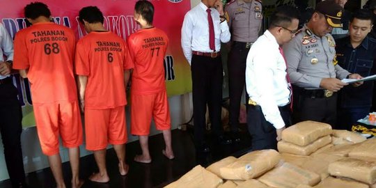 3 Pengedar narkoba di Bogor dibekuk, simpan 133 Kg ganja siap edar