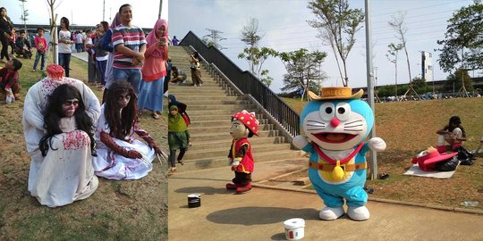 Doraemon dan kuntilanak ramaikan HUT Jokowi-Ahok di Kalijodo