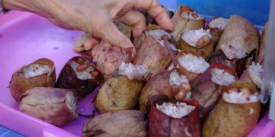Lemang periuk kera, jajanan Malaysia dibuat dengan tanaman karnivora