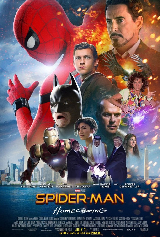poster film spiderman homecoming bergambar trump