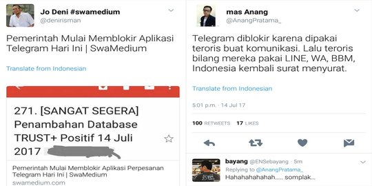 Aplikasi chat Telegram diblokir Kemkominfo