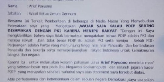 Waketum Gerindra kirim surat minta maaf pada Megawati