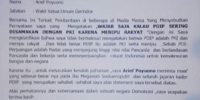 Prabowo tegur Waketum Gerindra Arief Poyuono karena bilang PDIP PKI