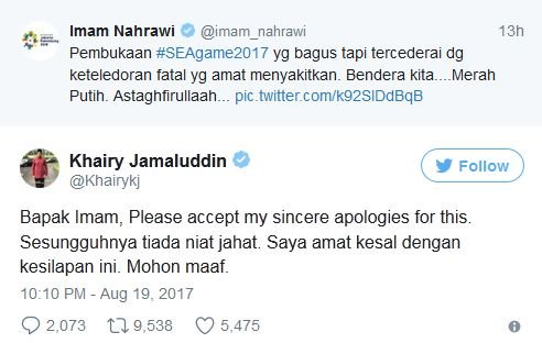 menteri malaysia minta maaf insiden bendera indonesia terbalik