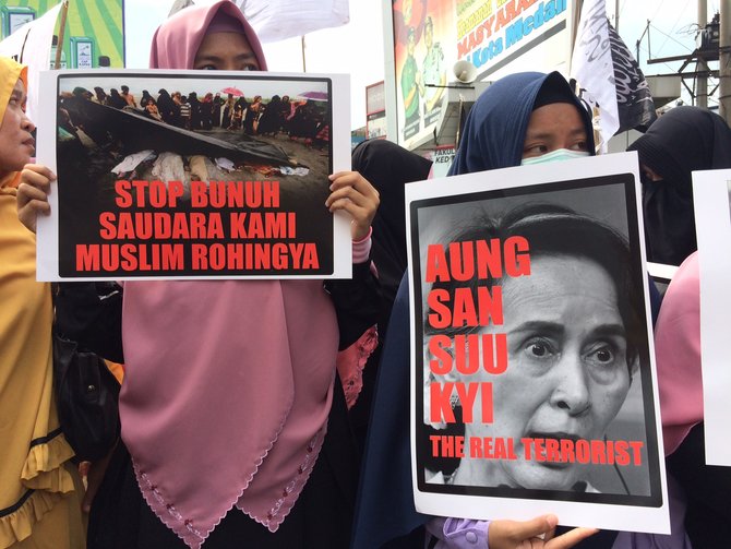 aksi solidaritas rohingya di medan
