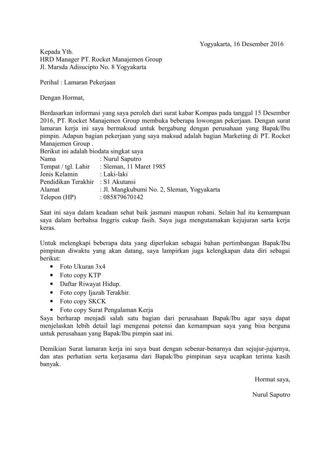Contoh Surat Lamaran Yg Benar Gallery - Download CV Letter 