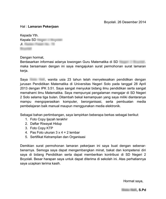 surat lamaran pekerjaan