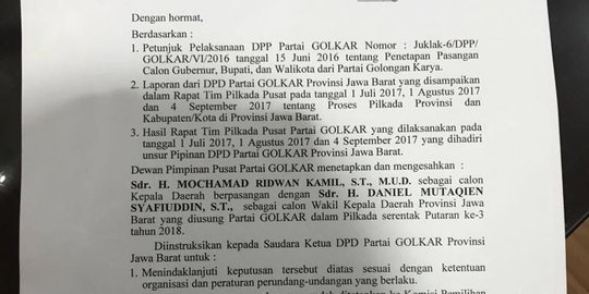 SK Golkar usung Emil di Jabar, PDIP tunggu pengumuman resmi