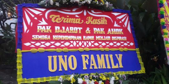 Uno Family hingga relawan kirim bunga untuk Ahok-Djarot