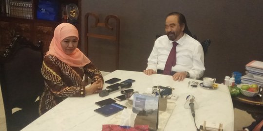 Bertemu Surya Paloh, Khofifah bahas calon pendampingnya di Pilgub Jatim 2018