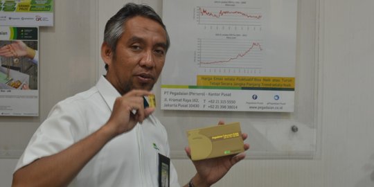 Harga emas melorot Rp 2.018 menjadi Rp 623.562 per gram