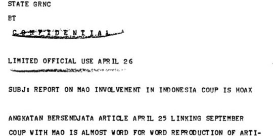 AS rilis dokumen 1965, benarkah Mao dalang G30S PKI?