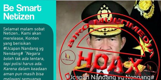 Polri: Ucapan Kapolda Riau hoax