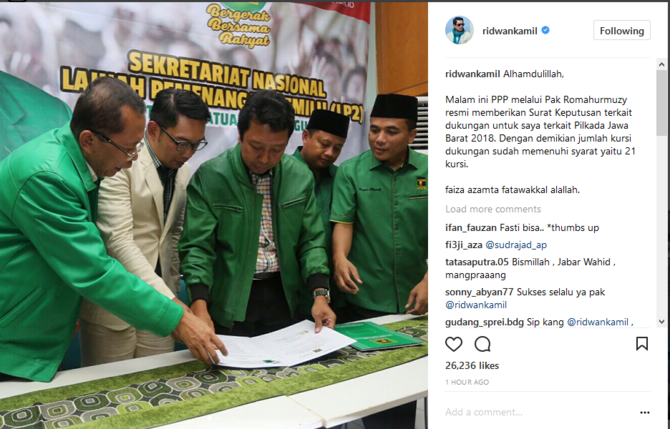 ridwan kamil unggah foto dengan ppp