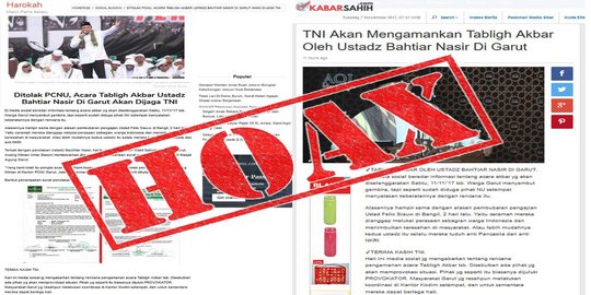 Hoax berita TNI akan kawal Ustaz Bachtiar Nasir & Ketua FPI