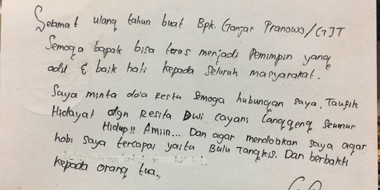 Kirim surat ke Ganjar, siswa SMP Purworejo minta doa agar langgeng pacaran