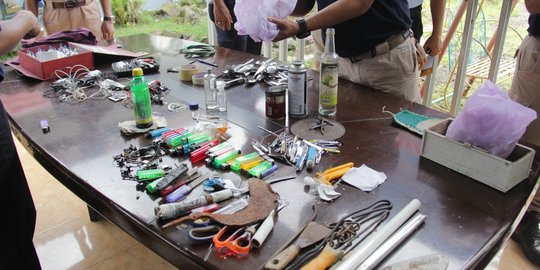 Razia lapas narkotika Nusakambangan, ditemukan banyak senjata tajam