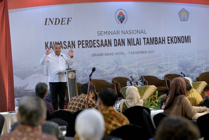 mendes pdtt eko putro sandjojo saat seminar nasional kawasan perdesaan dan nilai tambah ekonomi