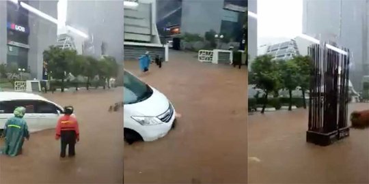 Diguyur hujan deras, kawasan Kuningan Jakarta tergenang banjir