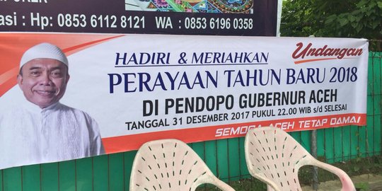 Beredar spanduk Gubernur Aceh ajak rayakan tahun baru