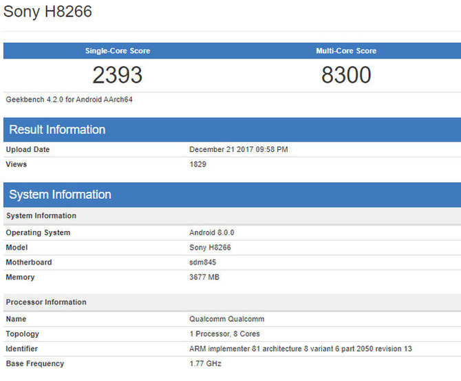 benchmark smartphone misterius sony