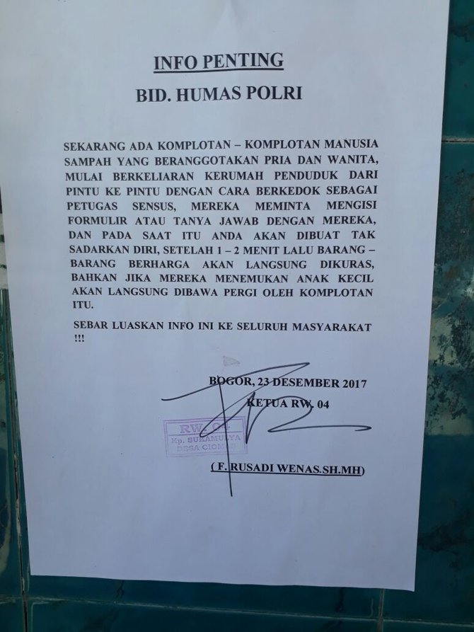 selebaran hoax atas nama mabes polri