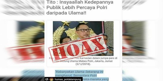 Polisi tangkap penebar tulisan 'Polri akan lebih dipercaya daripada ulama'