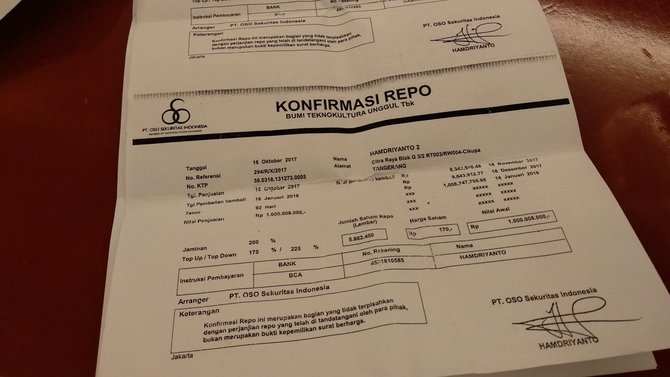 bukti transfer dana partai hanura ke oso sekuritas