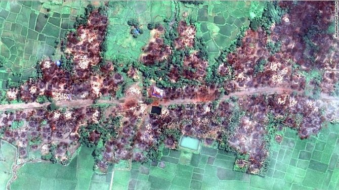 foto satelit desa rohingya dibakar