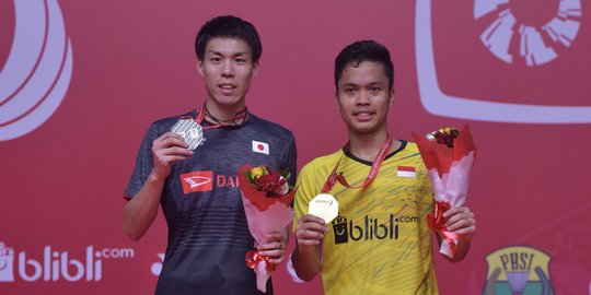 Senyum Anthony Ginting saat juara Indonesia Masters 2018