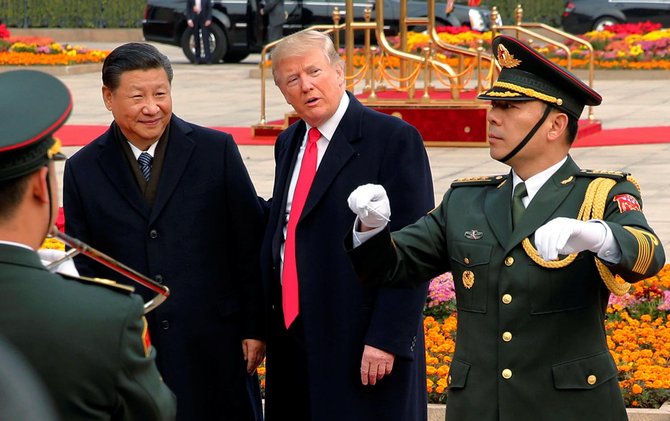 xi jinping sambut donald trump di balai agung rakyat