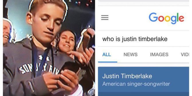 Meme anak yang main hape saat Super Bowl viral Justin Timberlake