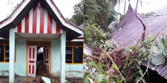 Satu rumah, pos pemuda dan dua motor tertimbun longsor tebing di Padang