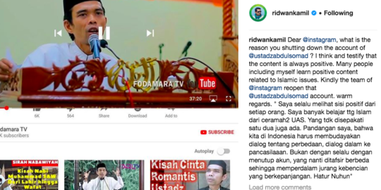 Saat akun Instagram Ustad Abdul Somad menghilang