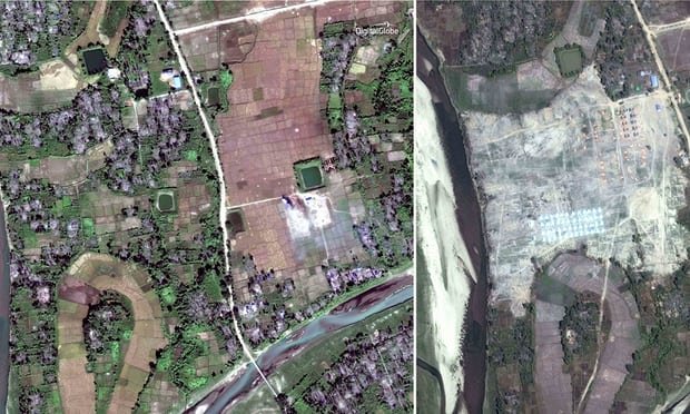 gambar satelit menunjukkan desa warga rohingya sudah rata dengan tanah