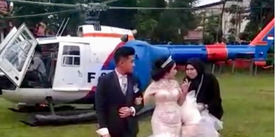 Heboh resepsi pengantin di Pematang Siantar diduga pakai helikopter polisi