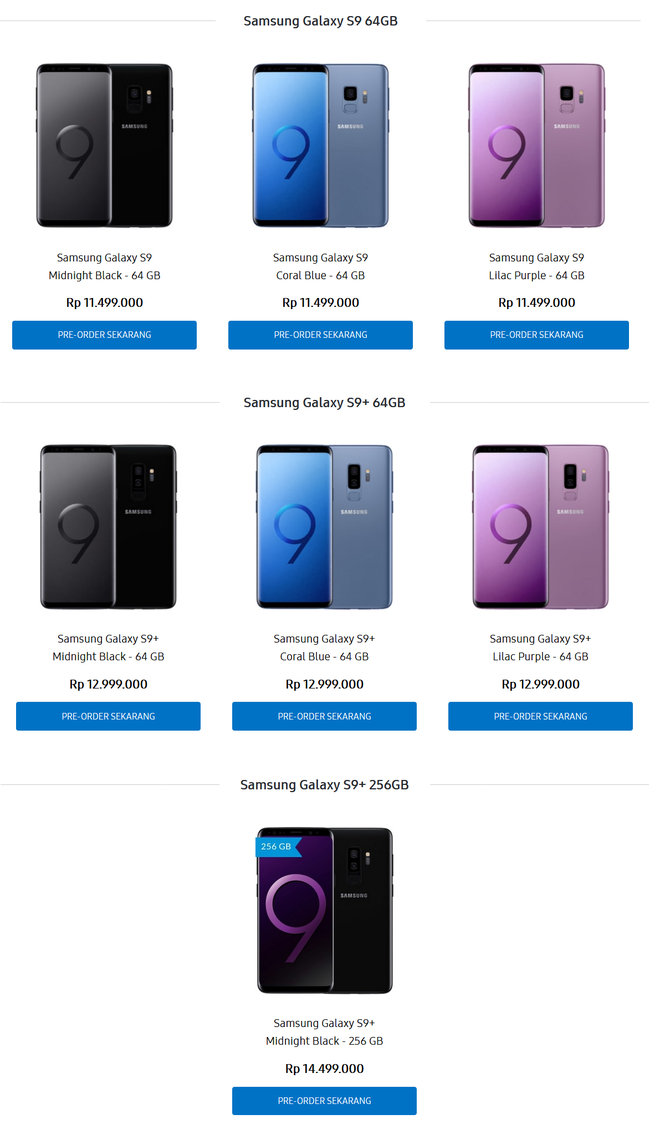 harga samsung galaxy s9 dan s9