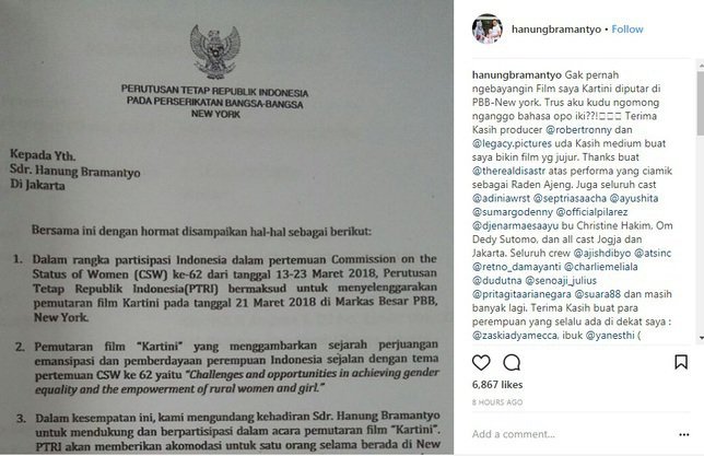 surat undangan untuk hanung dari prti