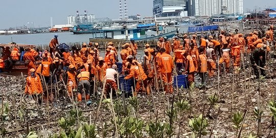 Curahan hati pasukan oranye di sela bersihkan sampah Teluk Jakarta