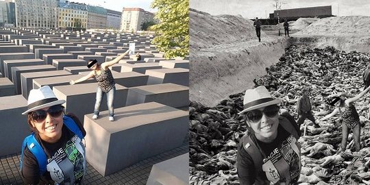 Diedit bareng gambar kekejaman Nazi, foto-foto turis Holocaust Memorial jadi seram