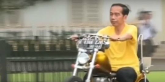 Jokowi tak pakai helm saat tunggangi motor choper