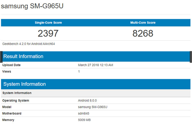 geekbench samsung galaxy s9